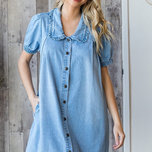 Blue Denim Mini Dress - Picture 4 of 7